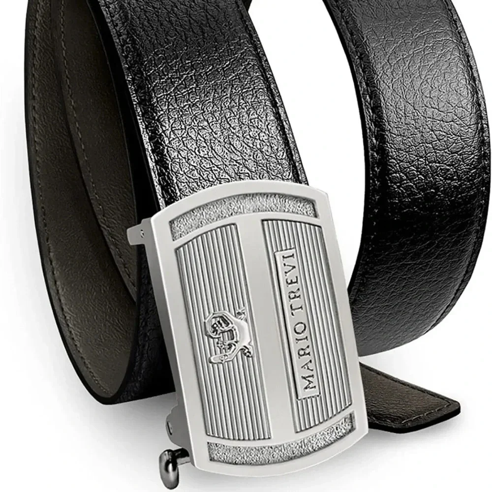 MARIO TREVI Men’s Black Ratchet Belt w Adjustable Slide‎ w Automatic Buckle NWT
